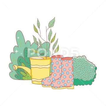 Gardener shower sprinkler with boots Stock Illustration