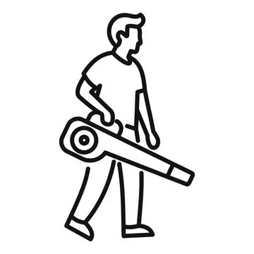 Gardener using leaf blower doing yard cleaning イラスト素材