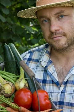 Gardener with vegetables Stock Photos
