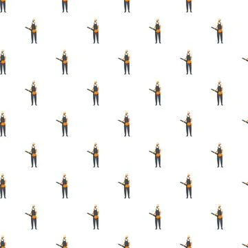 Gardener worker holding leaf blower seamless pattern 스톡 일러스트