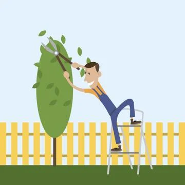 The gardener working in the Park Stock Illustration