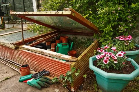 Gardeners cold frame Stock Photos