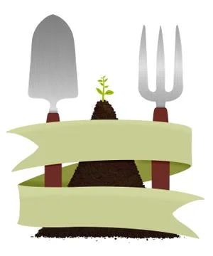 Gardening and scroll Stock Illustration