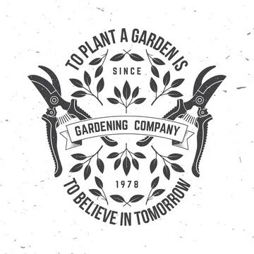 Gardening and yard work services emblem, label, badge, logo. Vector illustrat Stock Illustration