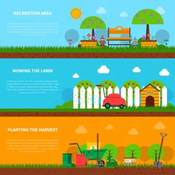 Gardening banner set Illustrazione stock