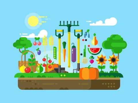Gardening Design Flat Stock Illustration