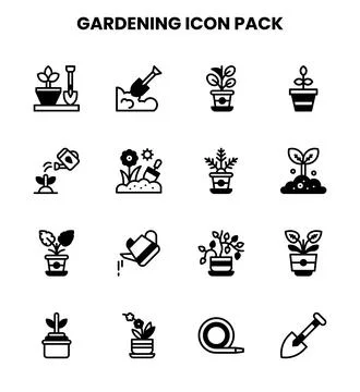Gardening DuoTone Bundle Icons Pack Stock Illustration