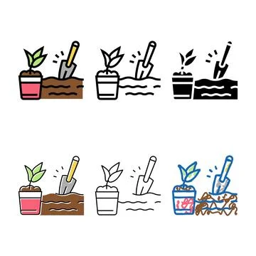 Gardening elderly people forms occupation color icon vector Stock Illustration