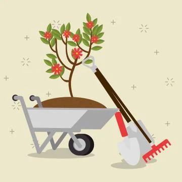 Gardening elements and tools design イラスト素材