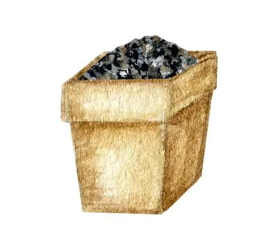 Gardening empty ceramic flower pot watercolor illustration isolated on white Stock Illustration