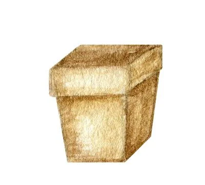 Gardening empty ceramic flower pot watercolor illustration isolated on white Stock Illustration