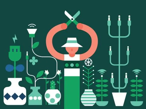 Gardening Flat Background Stock Illustration