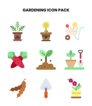 Gardening Flat Icons Pack Stock Illustration
