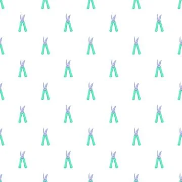Gardening hand pruner tools repeating pattern white background Stock Illustration