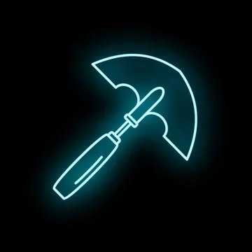 Gardening hand trowel neon glow vector illustration Stock Illustration
