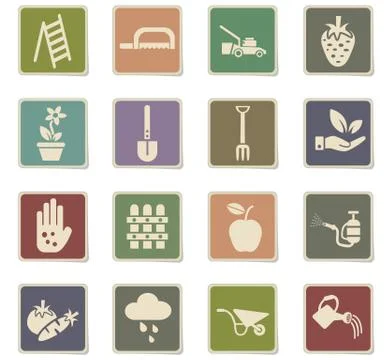 Gardening icon set Illustrazione stock