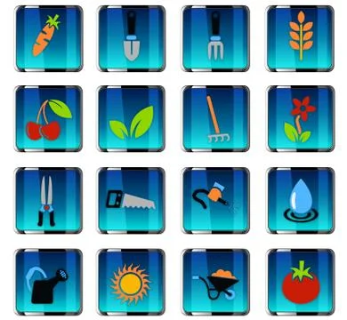 Gardening icon set Stock Illustration