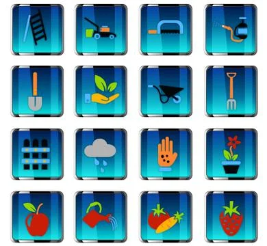 Gardening icon set Illustrazione stock