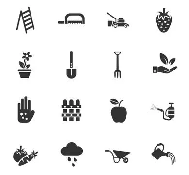 Gardening icon set Illustrazione stock