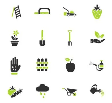 Gardening icon set Stock Illustration