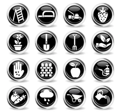 Gardening icon set Illustrazione stock