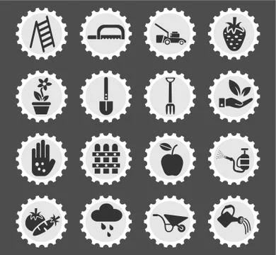 Gardening icon set Illustrazione stock
