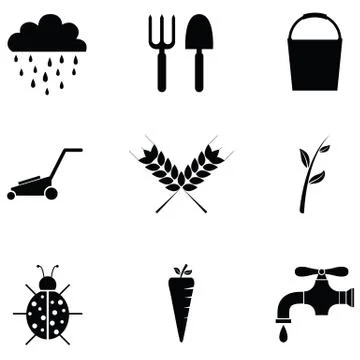 Gardening icon set Stock Illustration