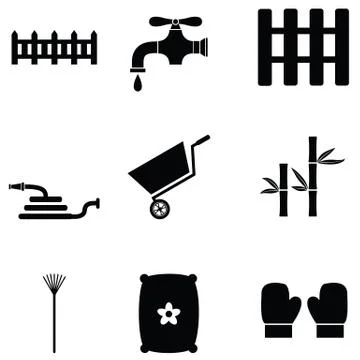 Gardening icon set Stock Illustration
