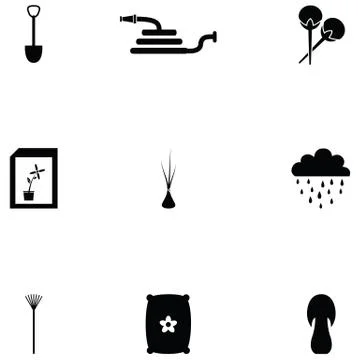 Gardening icon set Stock Illustration