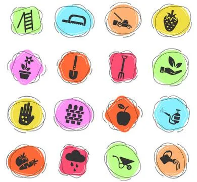 Gardening icon set Illustrazione stock