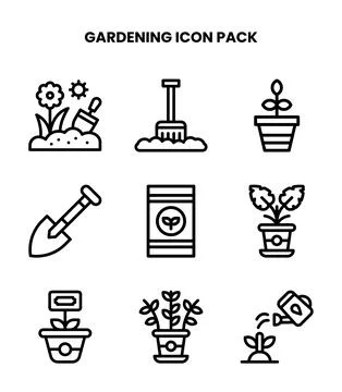 Gardening Line Vector Icons Pack Stock Illustration