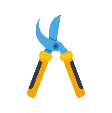 Gardening pruning shears tool with yellow handles Illustrazione stock