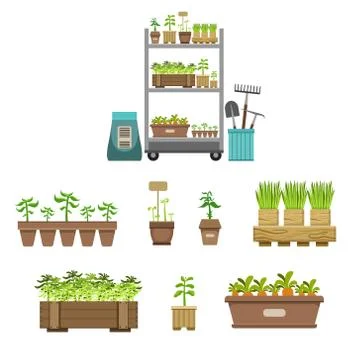 Gardening Related Objects Collection Stock Illustration