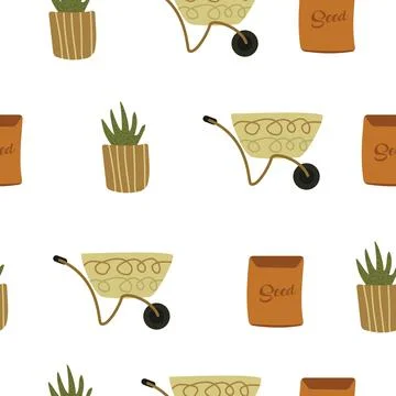 Gardening seamless pattern handraw Stock Illustration
