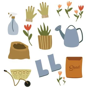 Gardening seamless pattern handraw Stock Illustration