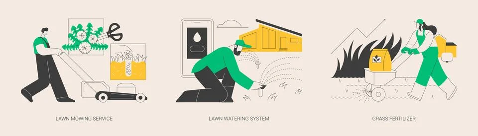 Gardening services abstract concept vector illustrations. Stock Illustration