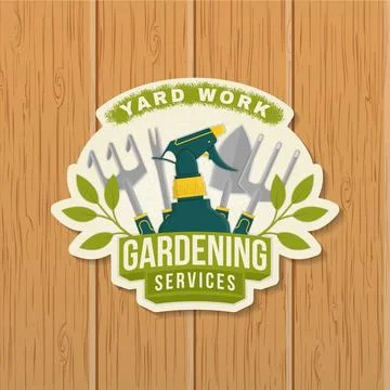 Gardening services emblem, label, patch, sticker. Vector illustration. For si Illustrazione stock