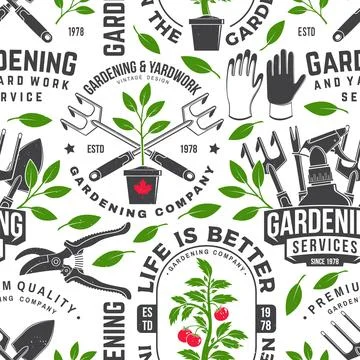 Gardening services seamless pattern or background. Vector illustration. Seaml Illustration