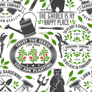 Gardening services seamless pattern or background. Vector illustration. Seaml Illustration