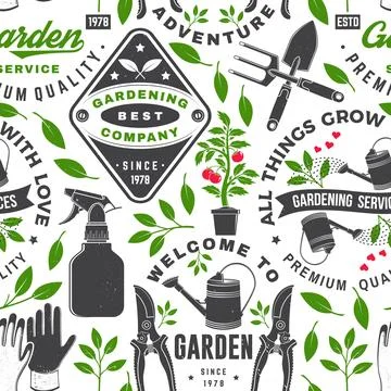 Gardening services seamless pattern or background. Vector illustration. Seaml Illustration