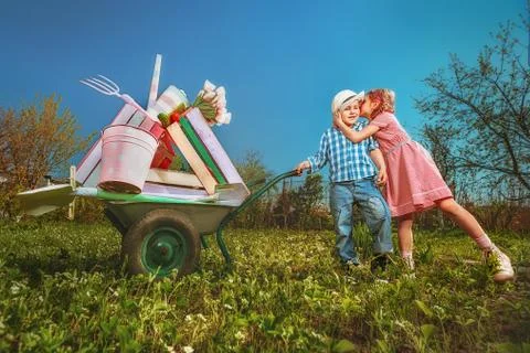Gardening in spring time Stock Photos
