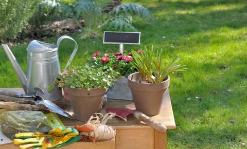 Gardening table Stock Photos