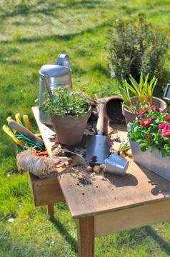 Gardening table Stock Photos