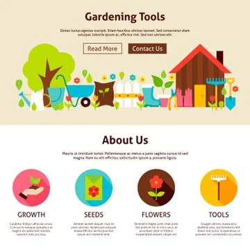 Gardening Tools Flat Web Design Template Stock Illustration