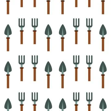 Gardening tools seamless pattern handraw Stock Illustration