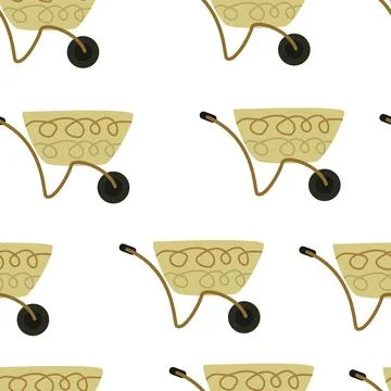 Gardening tools seamless pattern handraw Stock Illustration