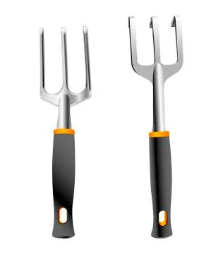 Gardening tools set. Rake and cultivator Isolated Illustrazione stock