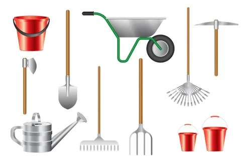 Gardening tools set vector illustration isolated on white background Stock Illustration
