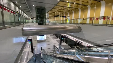 Gardens By the Bay MRT Escalator Platform entrance Stock Footage 289648145