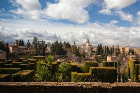 Gardens in granada in winter 库存照片